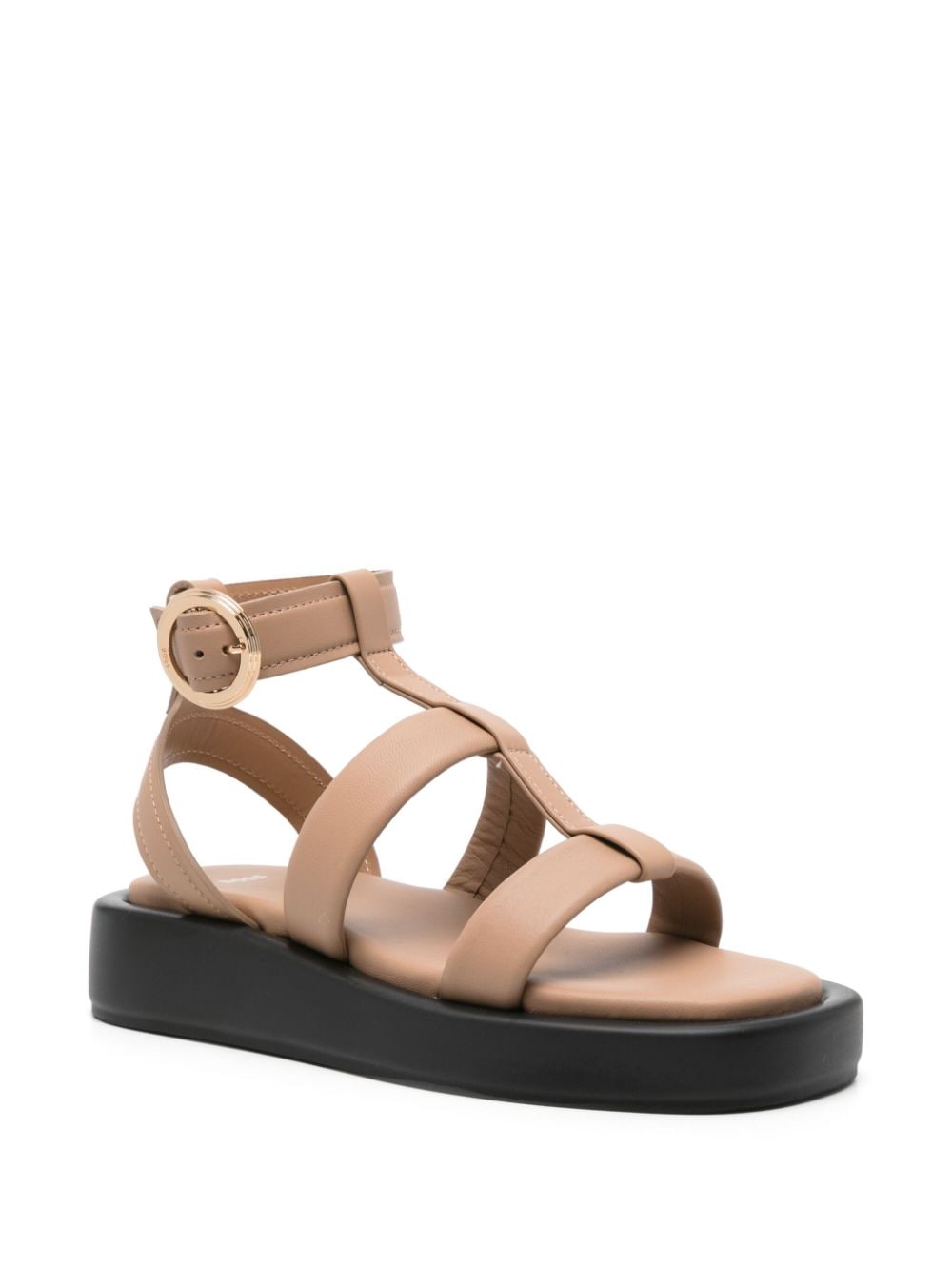 BOSS caged leather sandals - Beige