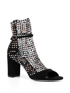 René Caovilla crystal-embellished mesh sandals - Zwart