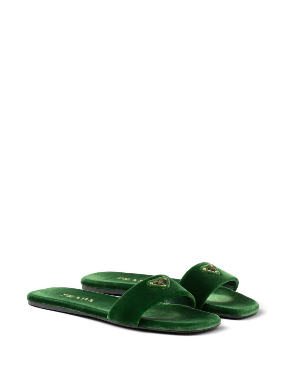 Prada Fluwelen loafers met logo - Groen
