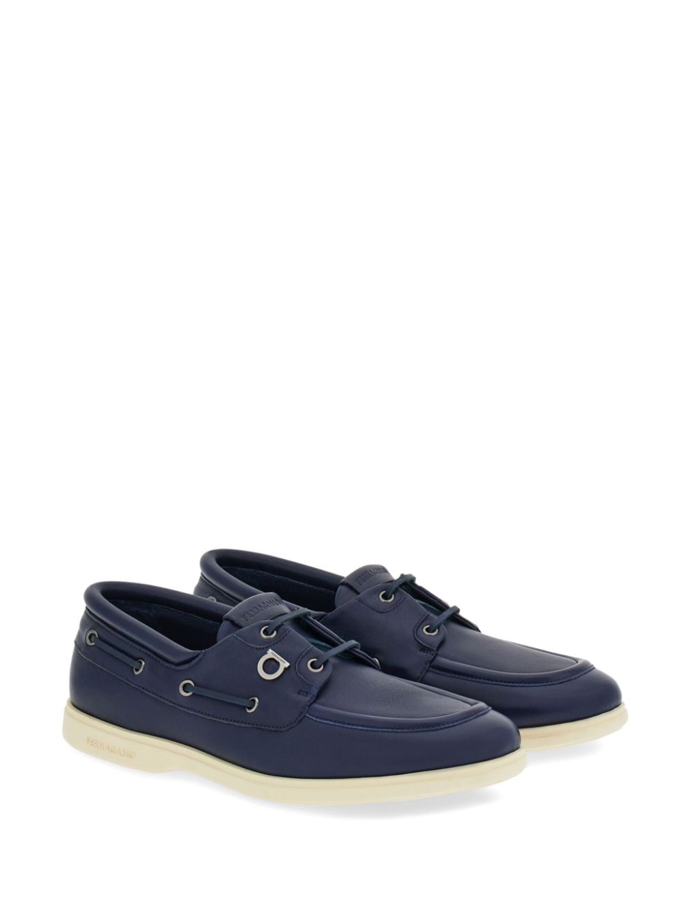 Ferragamo Gancini leather boat shoes - Blauw
