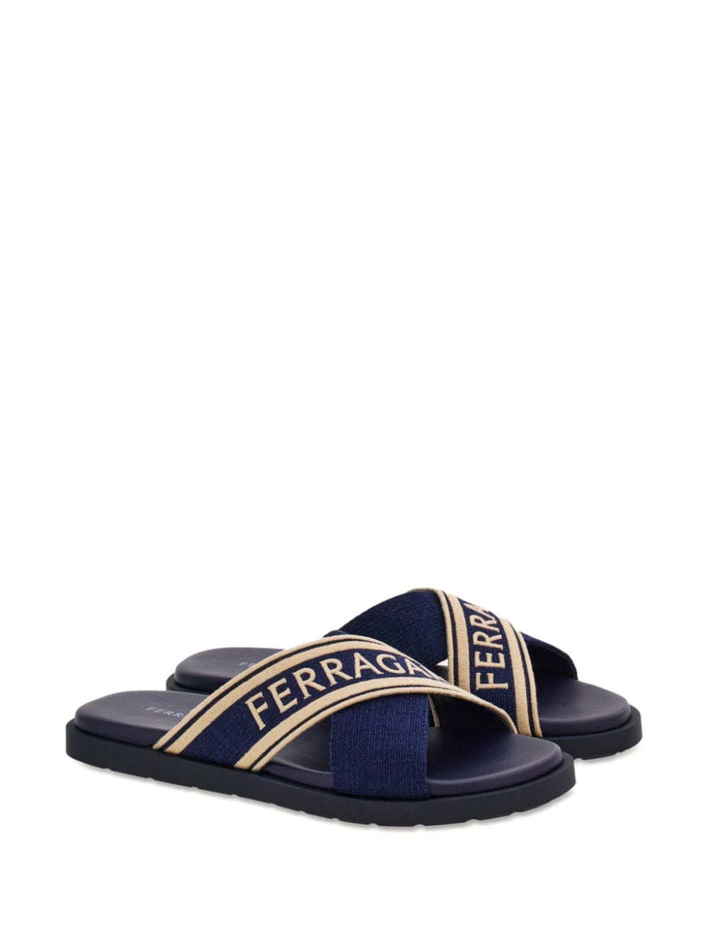 Ferragamo crossover-strap cotton sandals - Blauw