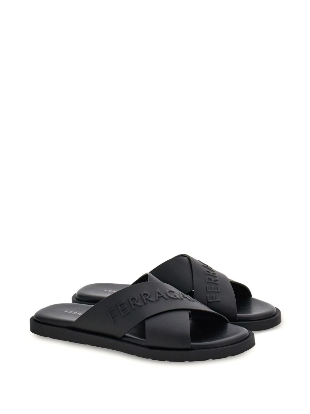 Ferragamo crossover-strap leather sandals - Zwart