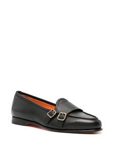 Santoni double-buckle leather loafers - Zwart