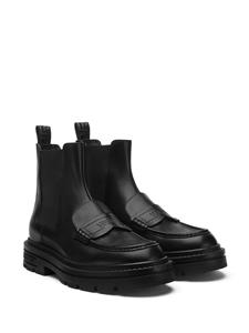 Versace logo-debossed leather ankle boots - Zwart