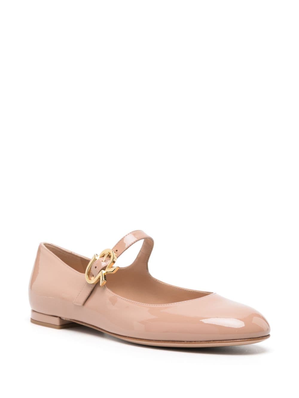 Gianvito Rossi Mary Ribbon 05 leather ballerina shoes - Beige