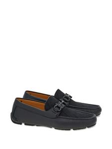 Ferragamo Gancini-jacquard leather loafers - Zwart