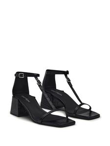 Courrèges buckled leather sandals - Zwart