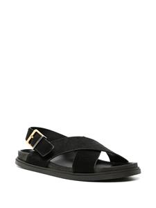 The Row crossover-strap leather sandals - Zwart