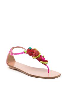Aquazzura Strawberry Punch woven-embellished sandals - Roze