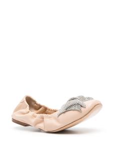 Casadei rhinestone-bow ballerina shoes - Roze