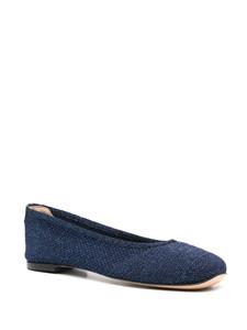 Casadei lurex-detail knitted ballerina shoes - Blauw