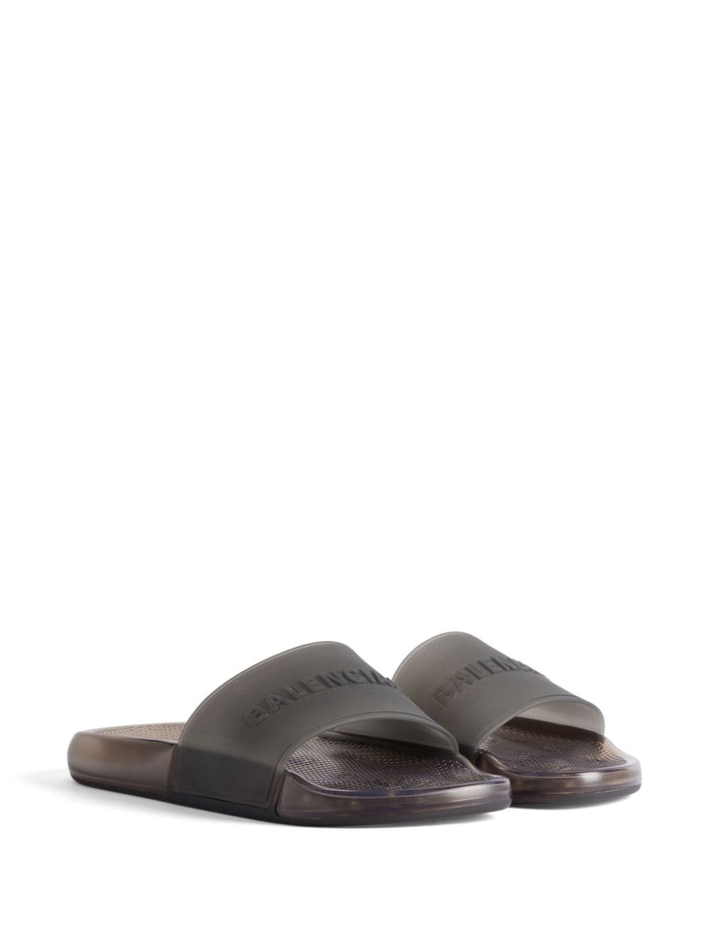 Balenciaga Doorzichtige slippers met logo-reliëf - Zwart
