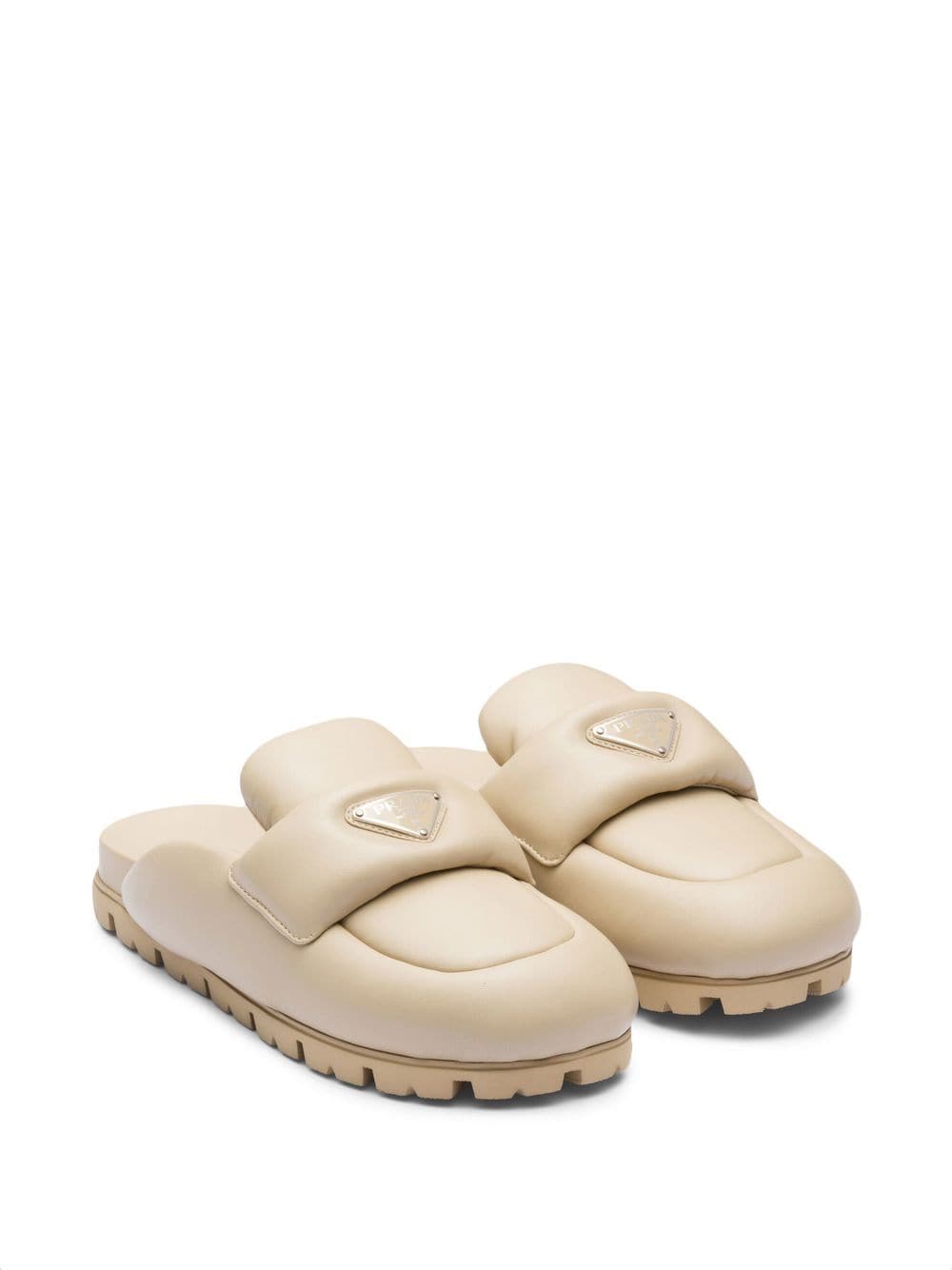 Prada Gewatteerde slippers - Beige