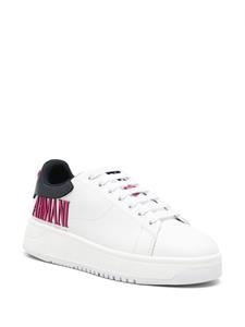 Emporio Armani logo-appliqué leather sneakers - Wit