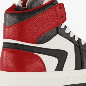 Groot hoge leren jongens sneakers rood zwart