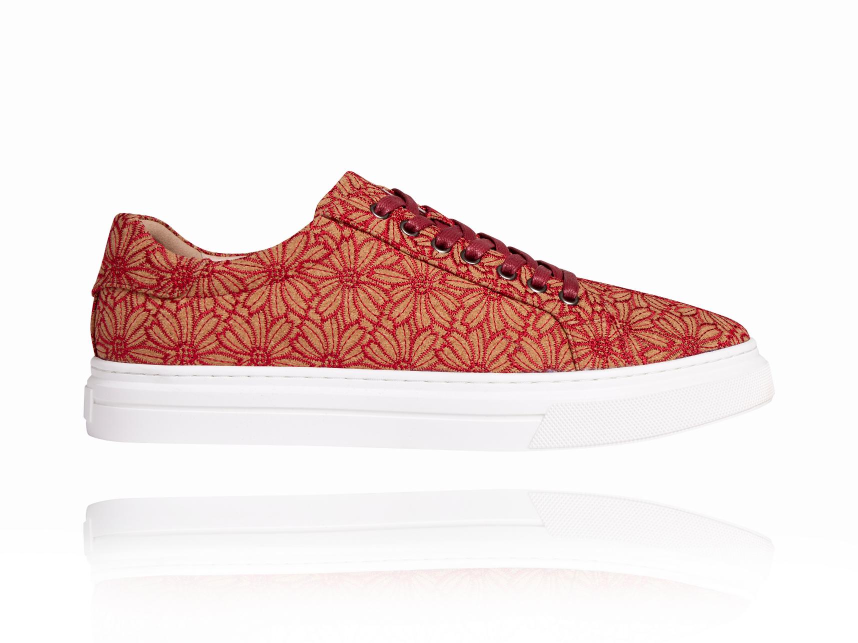 Lureaux Red Cork Flower Sneakers  - Handgemaakte Nette Schoenen Voor Heren
