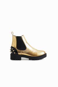 Desigual Goudkleurige biker boots met studs - YELLOW