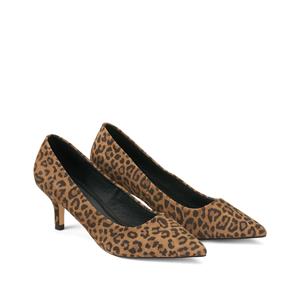 LA REDOUTE COLLECTIONS PLUS Pumps met naaldhak in leer, luipaardmotief