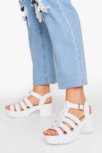 Boohoo Vissers Sandalen Met Geribbelde Zool, Wit