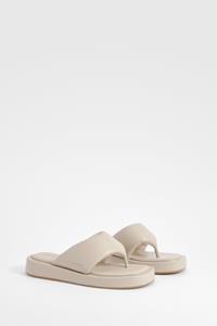 Boohoo Dikke Gewatteerde Slippers, Beige