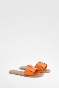 Boohoo Geweven Platte Instap Sandalen, Orange