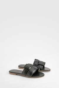 Boohoo Geweven Instap Sandalen, Black