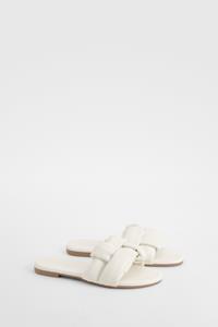 Boohoo Geweven Instap Sandalen, Ecru