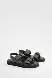 Boohoo Tweedelige Sandalen Met Gesp Detail En Plateauzolen, Black