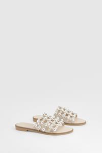 Boohoo Instap Sandalen Met Studs, Nude