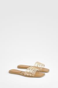 Boohoo Slippers Met Studs, Clear