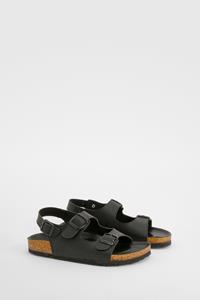 Boohoo Brede Sandalen Met Dubbele Bandjes, Black