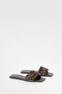 Boohoo Geweven Luipaardprint Sandalen, Leopard