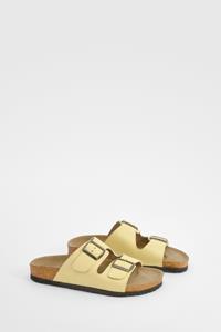 Boohoo Sandalen Met Dubbele Gesp En Voetbed, Lemon