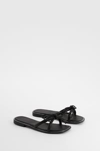 Boohoo Slippers Met Bandjes En Strik, Black