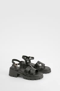 Boohoo Dikke Sandalen Met Uitsnijding, Black