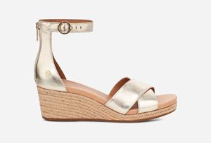 Ugg Eugenia Sandalen in Pale Gold Metallic  Leder