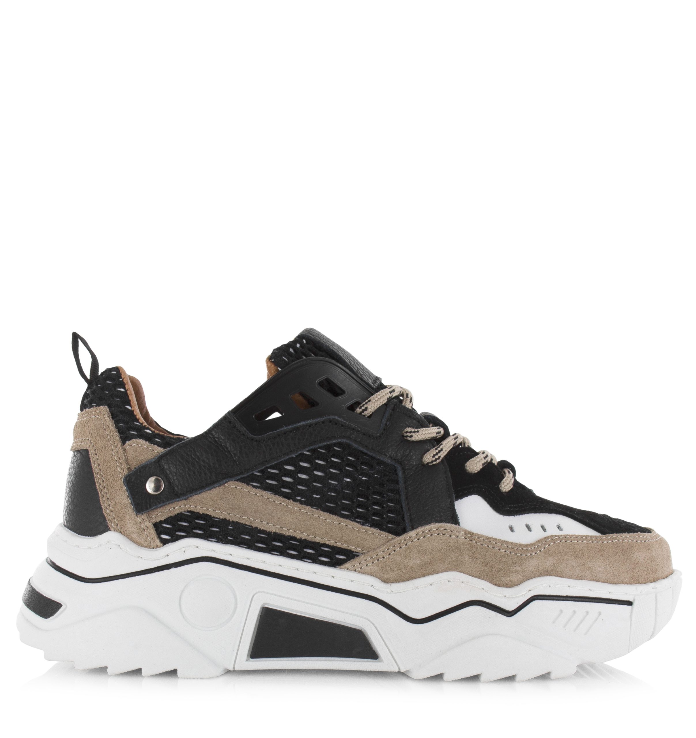 DWRS LABEL Pluto black beige Zwart Suede Lage sneakers Dames