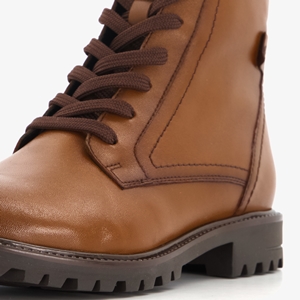 Bugatti leren dames veterboots cognac