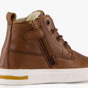 Groot hoge leren sneakers voor jongens cognac