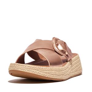 FitFlop F-mode espadrille buckle m/leather flatform slides