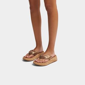 FitFlop F-mode leather-twist flatform toe-thongs (cork)