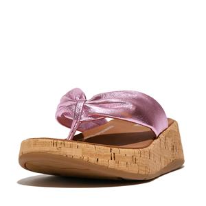 FitFlop F-mode leather-twist flatform toe-thongs (cork)