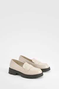 Boohoo Nepleren Loafers Met Contrasterende Zool En Textuur, Ecru