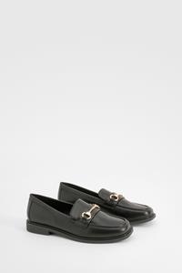 Boohoo Brede Loafers Met Ketting Detail, Black