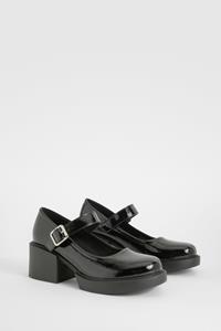 Boohoo Mary Jane Schoenen Met Dikke Hakken, Black