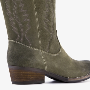 Harper suede dames western laarzen donkergroen