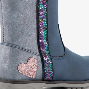 Blue Box meisjes boots met glitters blauw grijs