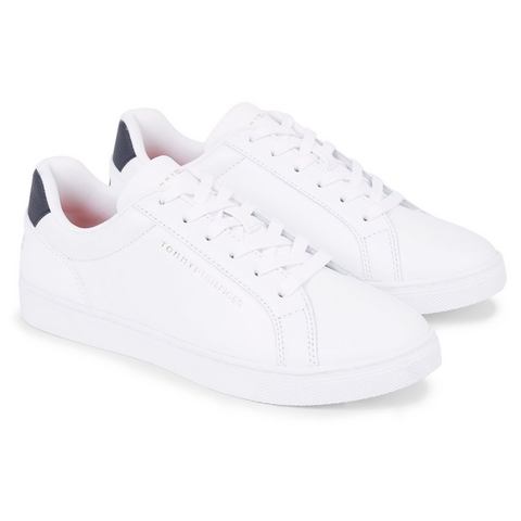 Tommy Hilfiger Sneakers ESSENTIAL CUPSOLE SNEAKER met contrastafwerking op de hiel, vrijetijdsschoen, halfhoge schoen, veterschoen