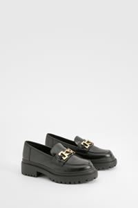 Boohoo Dikke Loafers Met Metalen Afwerking, Black