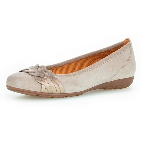 Gabor Ballerina's Feestelijke schoen, slipper, business schoen met decoratieve riem in metallic-look